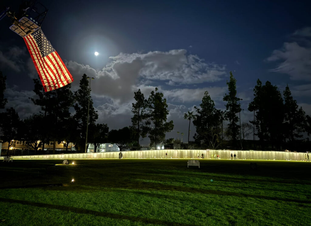 The Wall That Heals Athens Wall at night